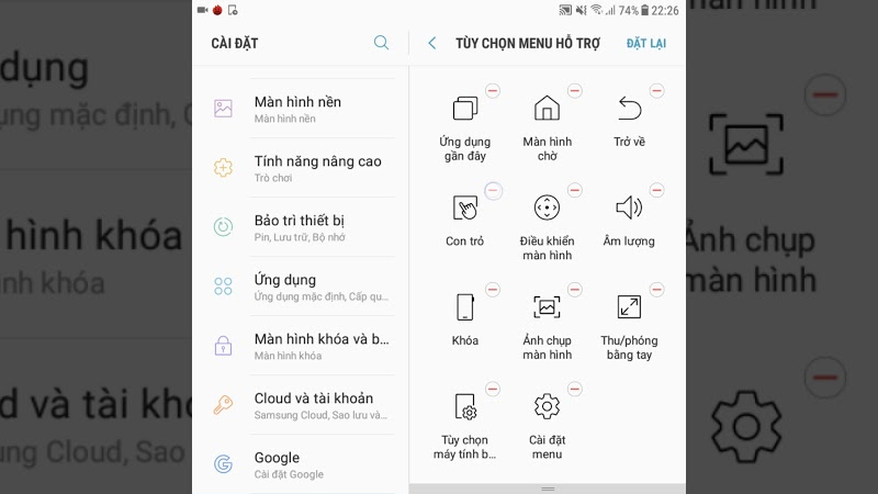 Menu hỗ trợ là trợ năng tương tự với nút home ảo trên iPhone và iPad